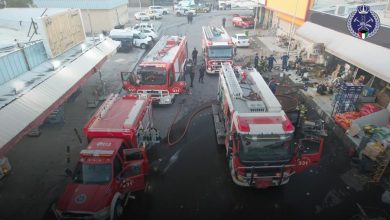 صورة الإطفاء: السيطرة على حريق سوق مركزي في منطقة الجهراء